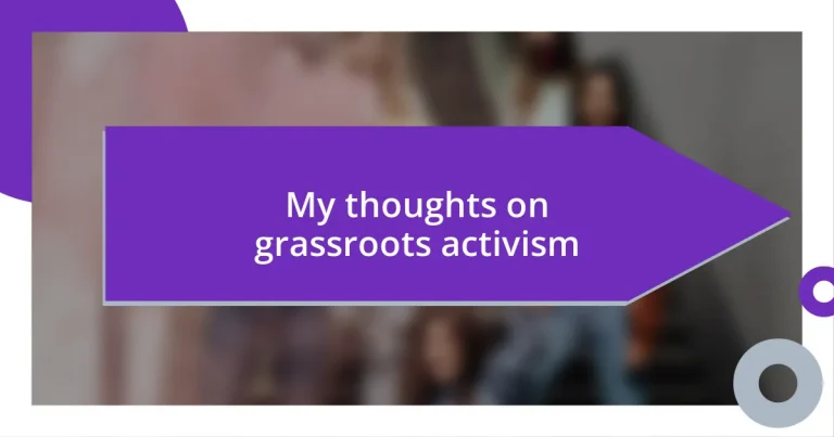 My thoughts on grassroots activism