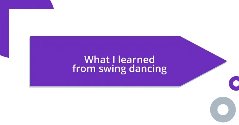 What I learned from swing dancing