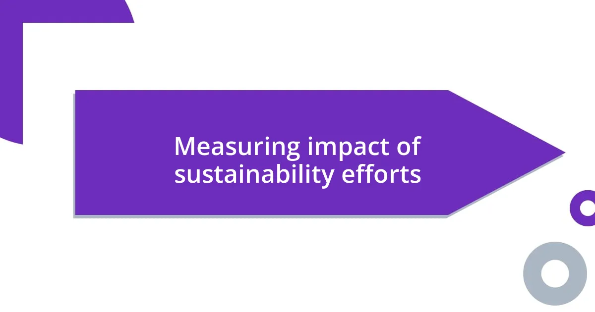 Measuring impact of sustainability efforts