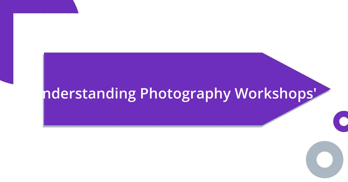 Understanding Photography Workshops